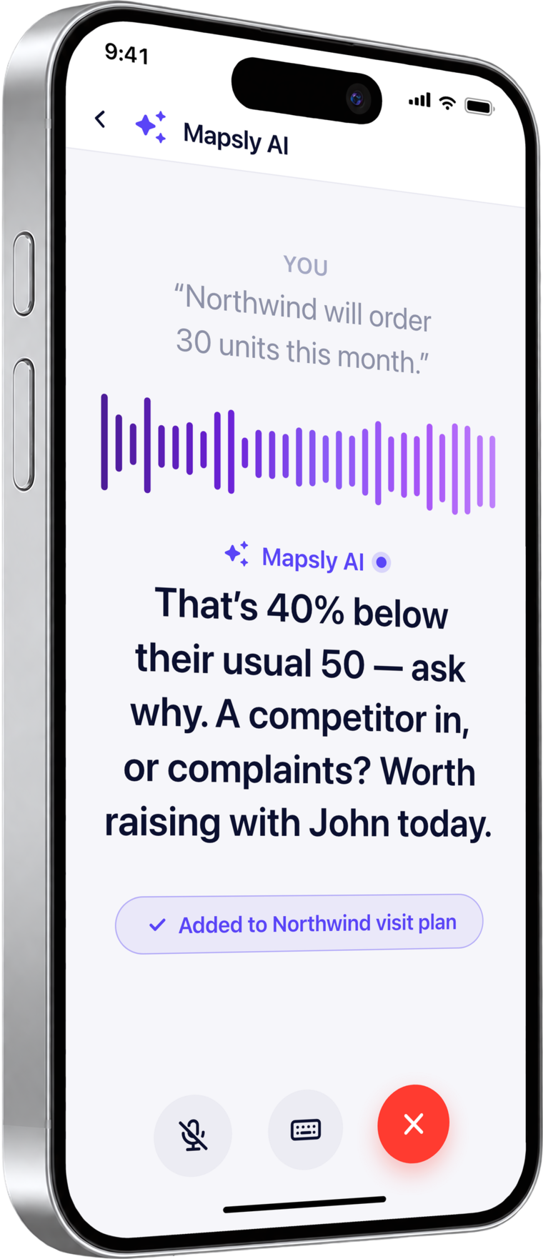 Mapsly AI voice mode on the phone
