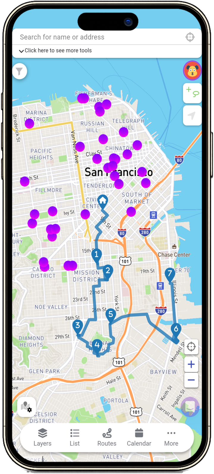 Mapsly Mobilroute