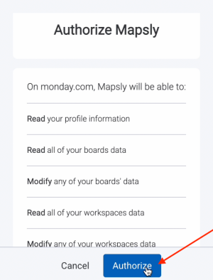 Mapsly monday authorize button Mapsly monday authorize button